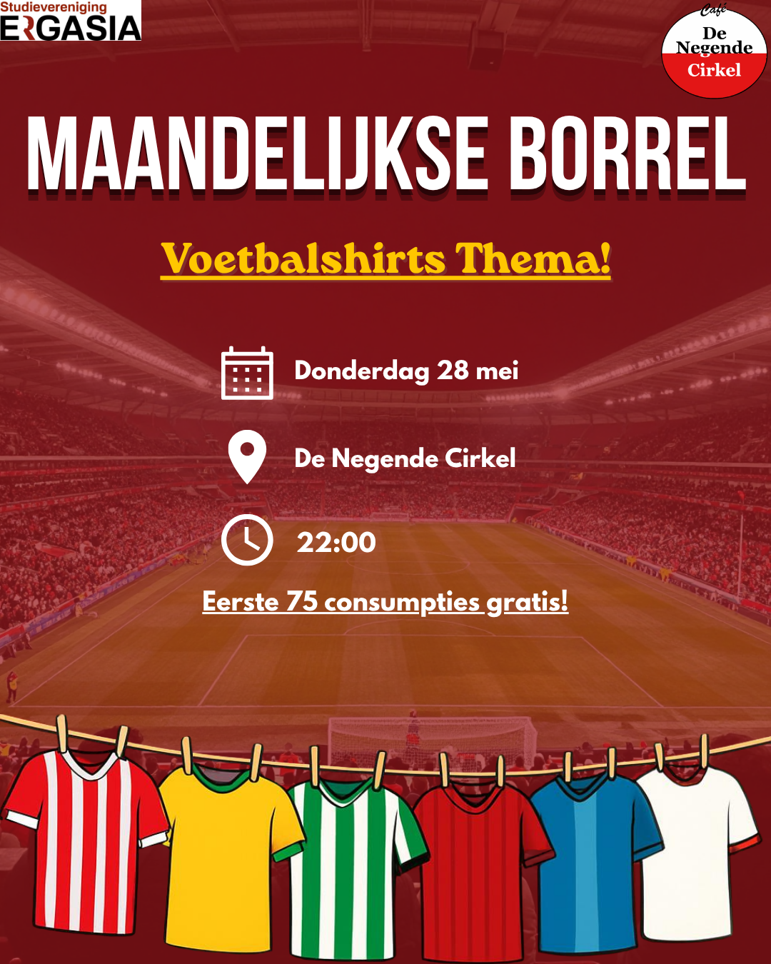 Maandelijkse Borrel "Voetbalshirts Thema"